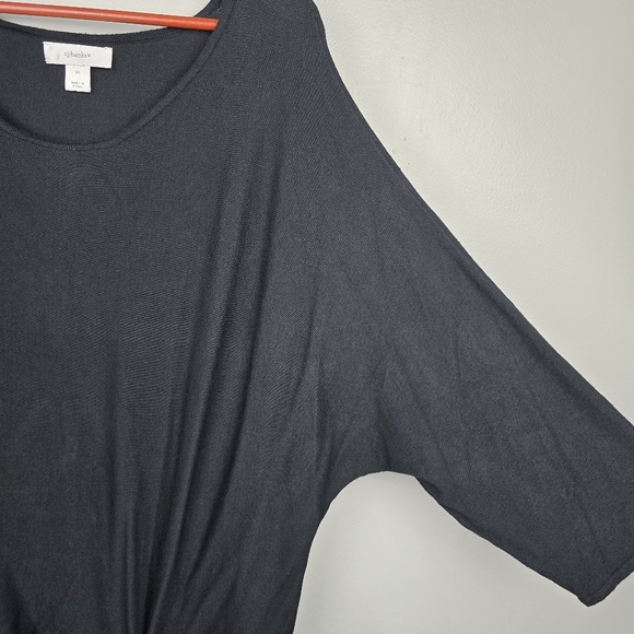 CJ BANKS 3/4 Sleeve Tunic Top Front Tie Black Women Plus Sixe 3X Stretchy Modest - Picture 3 of 10
